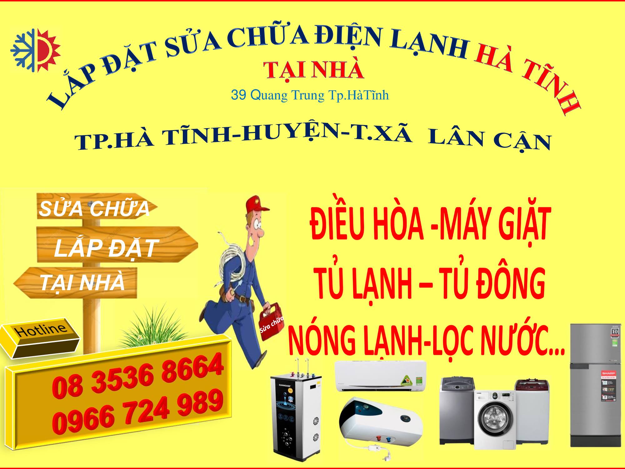 Sửa chữa lắp đặt điện nước điện lạnh Quang Trung - TP Hà Tĩnh